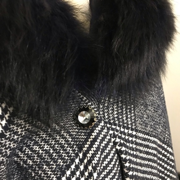 NWT Classical clothes wool hooded poncho fox fur trim - Picture 5 of 8